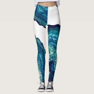 Nätt blått- och krickaAgateGeode sten på blått Leggings