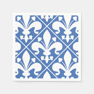 Nätt blått och vit Fransk Fleur de Lys Pappersservett