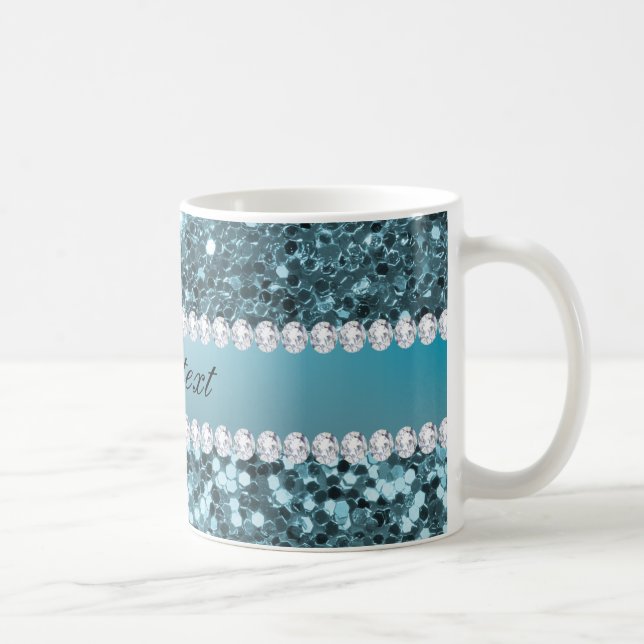 Nätt blåttFauxglitter och diamanter Kaffemugg (Höger)