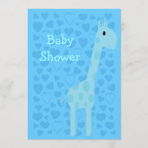 Nätt blåttgiraffbaby shower & gullig hjärtapojke inbjudningar