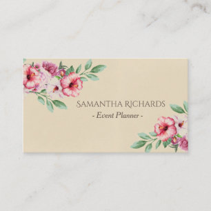 Nätt blom- lantlig elegant vattenfärg visitkort