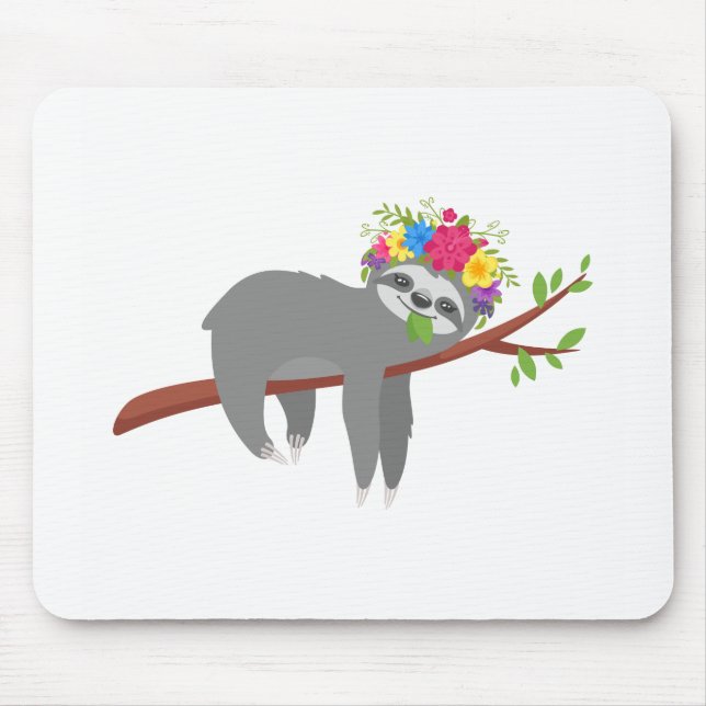 Nätt blom- Sloth Musmatta (Framsidan)