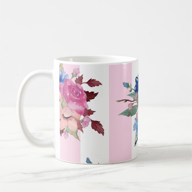 Nätt blommadesign kaffemugg (Vänster)