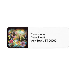 Natt Blommigt Garden Art Returadress Etikett