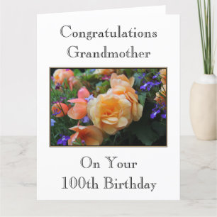 Nätt blommor, 100. födelsedagkort för farmor kort