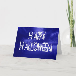 Natt Blue Happy halloween Text Card Kort
