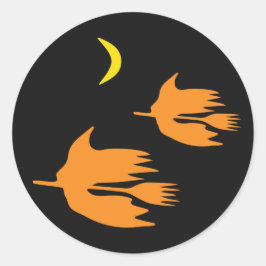 Natt Broom Ride - Halloween Witch Image. Runt Klistermärke