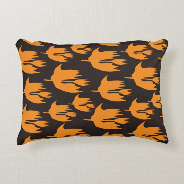 Natt Broom Ride - sömlös Halloween mönster Prydnadskudde (Framsidan)