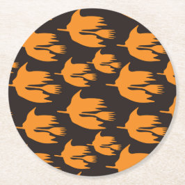 Natt Broom Ride - sömlös Halloween mönster Underlägg Papper Rund