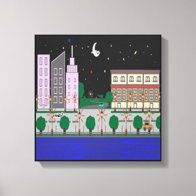 Natt City Canvastryck (Framsida)