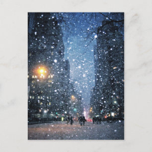 Natt City Snowfall Vykort