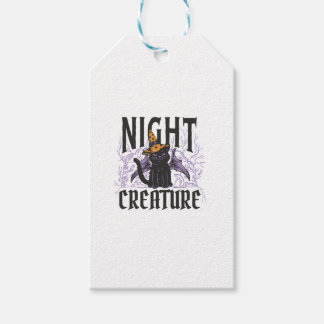 Natt Creature Funny Halloween Cat Presentetikett