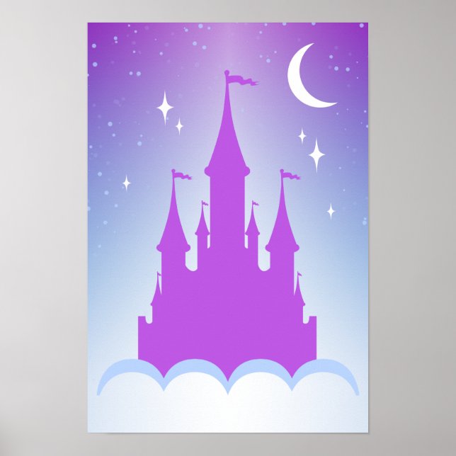 Natt Dreamy Castle in Clouds Starry Himlar Poster (Framsidan)