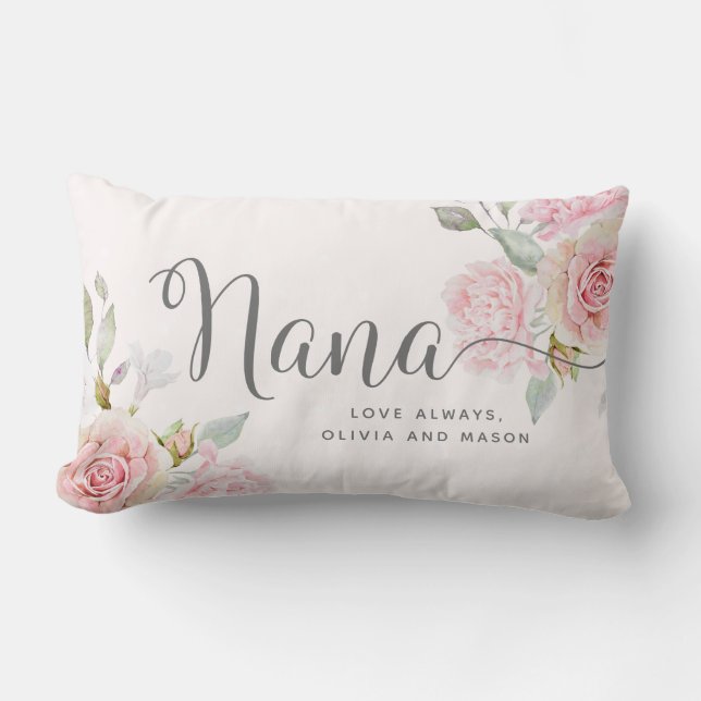 Nätt eleganta rosa ros | Nana Lumbarkudde (Framsida)