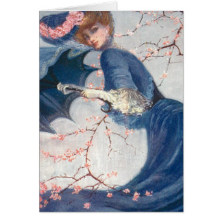 Nätt flicka i vårbild hälsningskort