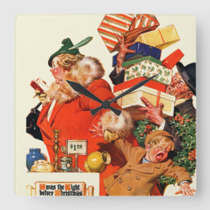 Natt för jul fyrkantig klocka