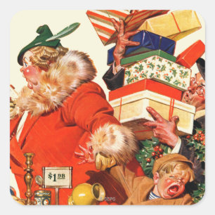Natt för jul fyrkantigt klistermärke