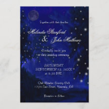 Natt för romantiker för blått för bröllopinbjudan