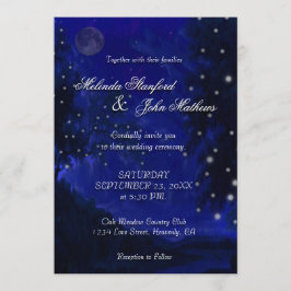 Natt för romantiker för blått för bröllopinbjudan inbjudningar