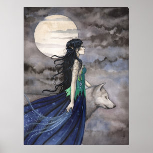 Natt för varg Fantasy Art Affisch