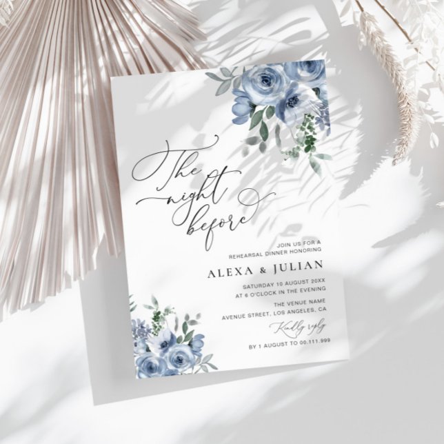 natt före dammig blå repetitionsmiddag inbjudningar (Skapare uppladdad)