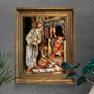 Natt före jul Barn i Bed Rackham Poster