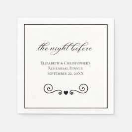 Natt före minimalistisk repetitionsmiddag pappersservett