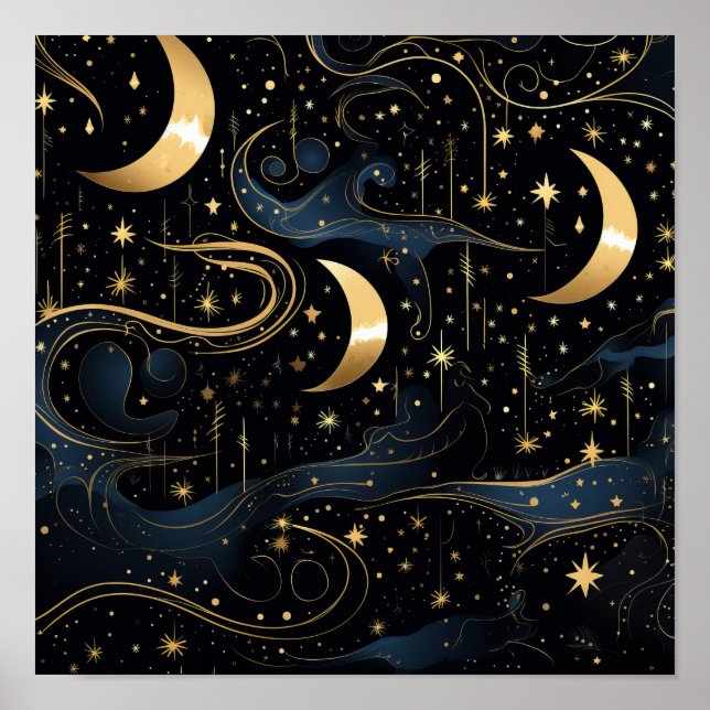 Natt: Glowing Fireflies, Twinkling Sta Poster (Framsidan)