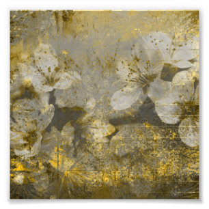 Nätt guld- Flecked blommigtgråton Fototryck