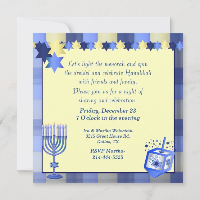Nätt Hanukkah partyinbjudan Inbjudningar (Framsida)