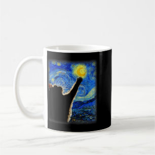 Natt Himmel Konst Katt Stjärnig Konst Katt Katt Äl Kaffemugg