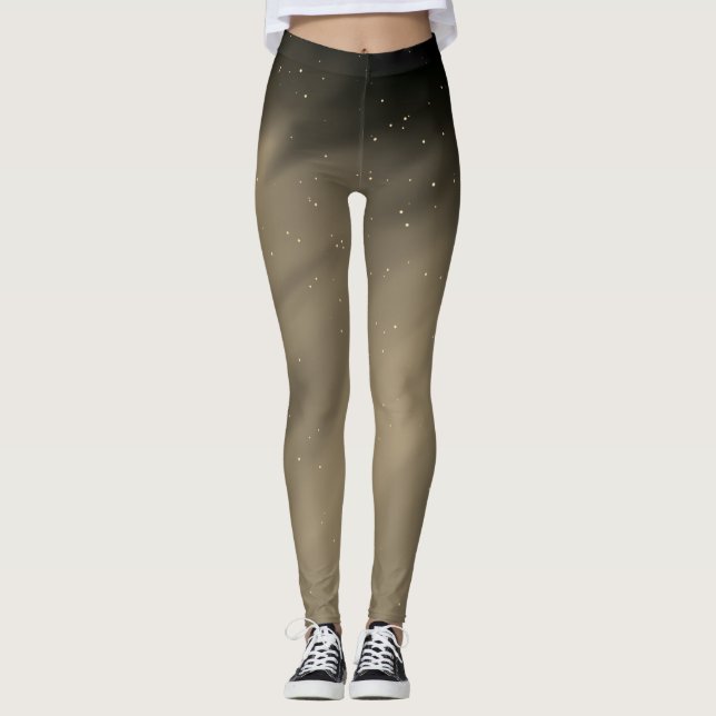 Natt Himmel Norrsken Galaxy Leggings (Framsida)