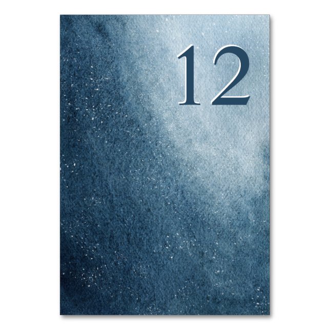 Natt himmel stjärnor marinblå vit bordsnummer (Framsidan)