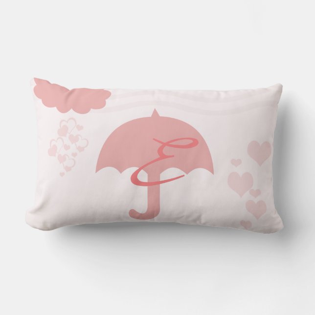 Nätt hjärta regnar babyen som den Monogrammed Lumbarkudde (Framsida)