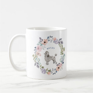 Nätt hund för pudel för vattenfärgblommigt g kaffemugg