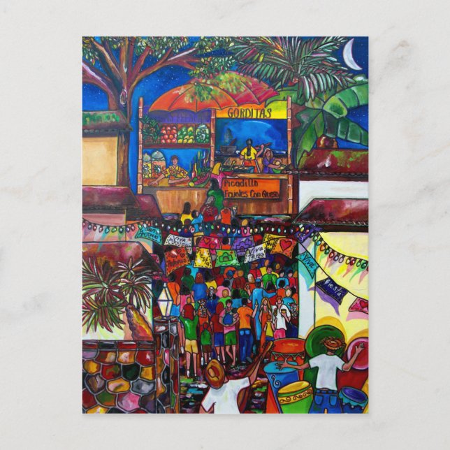 Natt i det gamla San Antonio-postkortet Vykort (Framsida)