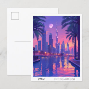 Natt i Dubai Förenade Arabemiraten Resa Vykort