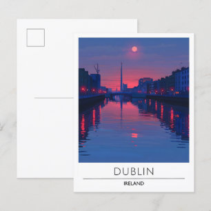 Natt i Dublin Irland Resa Vykort