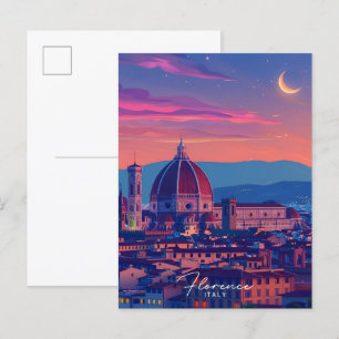 Natt i Florence Italien Travel Vykort