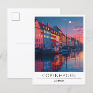 Natt i Köpenhamn: Danmark Resor Vykort