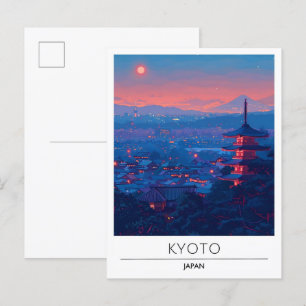 Natt i Kyoto Japan Travel Vykort