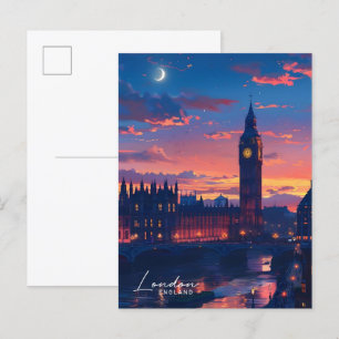 Natt i London England Travel Vykort