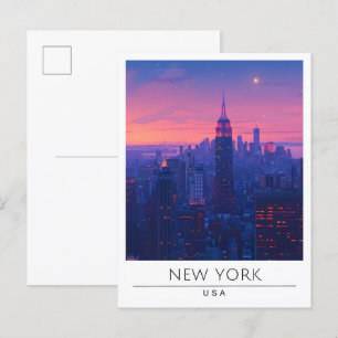 Natt i New York USA Travel Vykort