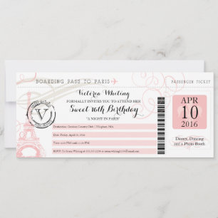 Natt i Paris Sweet 16 födelsedag Inbjudningar