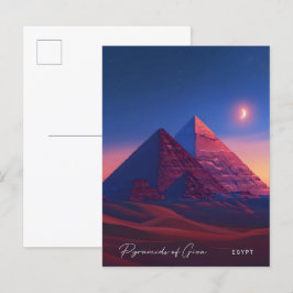 Natt i pyramiderna i Giza Egypten Vintage Resa Vykort