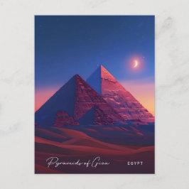 Natt i pyramiderna i Giza Egypten Vintage Resa Vykort