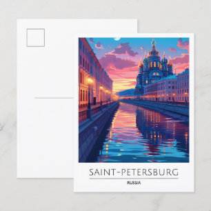 Natt i Sankt Petersburg Ryssland Resa Vykort