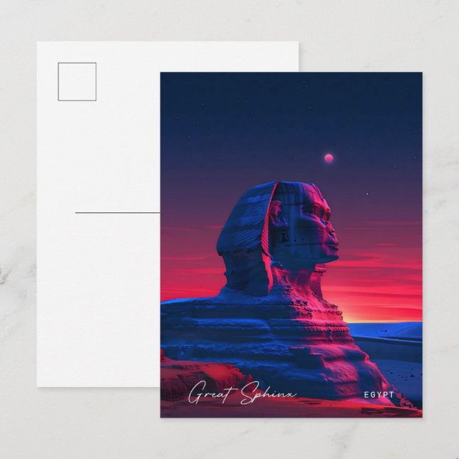 Natt i Underbar Sphinx Egypten Travel Vykort (Fram/baksida)