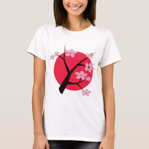 Nätt japansk körsbärsröd blommar tee shirt