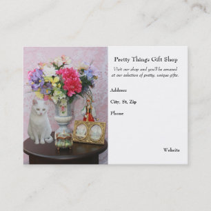 Nätt katt/blommor/presentaffär visitkort